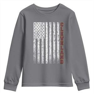 Cleveland Ohio State Pride Vintage American Flag Youth Sweatshirt Vintage American Flag Ohio State Pride TS11 Charcoal Print Your Wear
