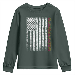Cleveland Ohio State Pride Vintage American Flag Youth Sweatshirt Vintage American Flag Ohio State Pride TS11 Dark Forest Green Print Your Wear