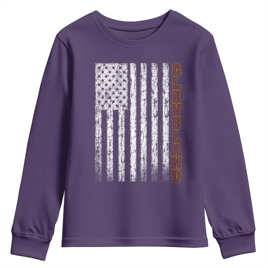 Cleveland Ohio State Pride Vintage American Flag Youth Sweatshirt Vintage American Flag Ohio State Pride TS11 Purple Print Your Wear
