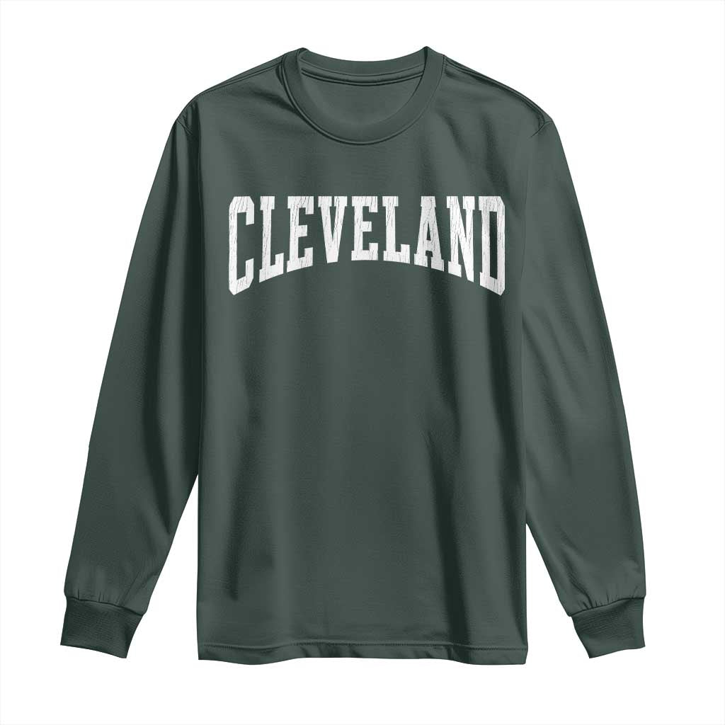 Cleveland Ohio OH City Throwback Design Vintage Long Sleeve Shirt TS11 Dark Forest Green Print Your Wear