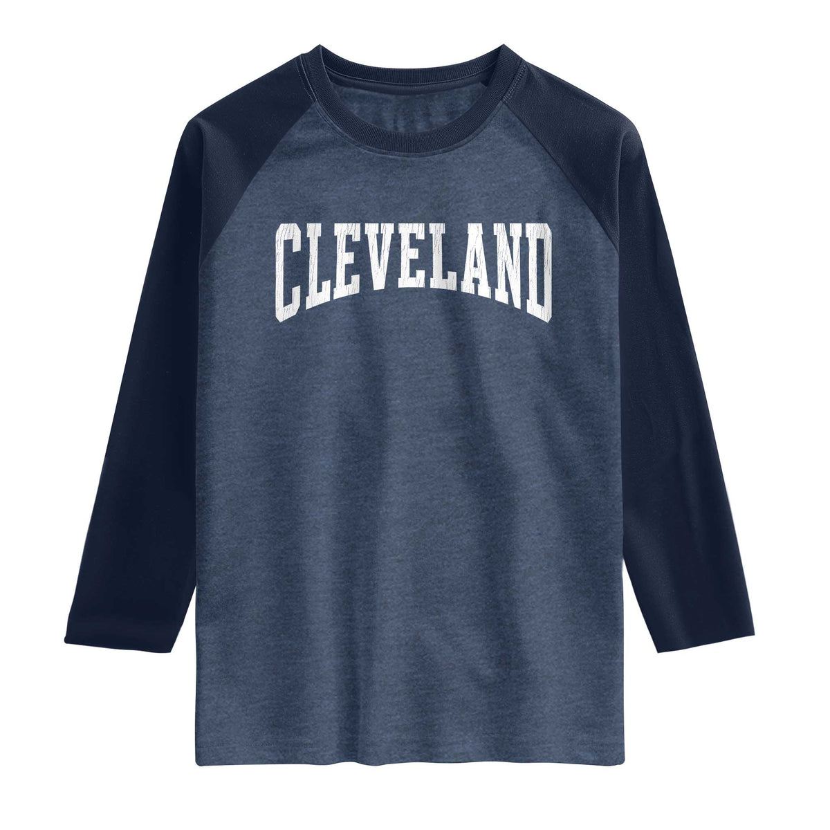 Cleveland Ohio OH City Throwback Design Vintage Raglan Shirt TS11 Heather Denim Navy Print Your Wear