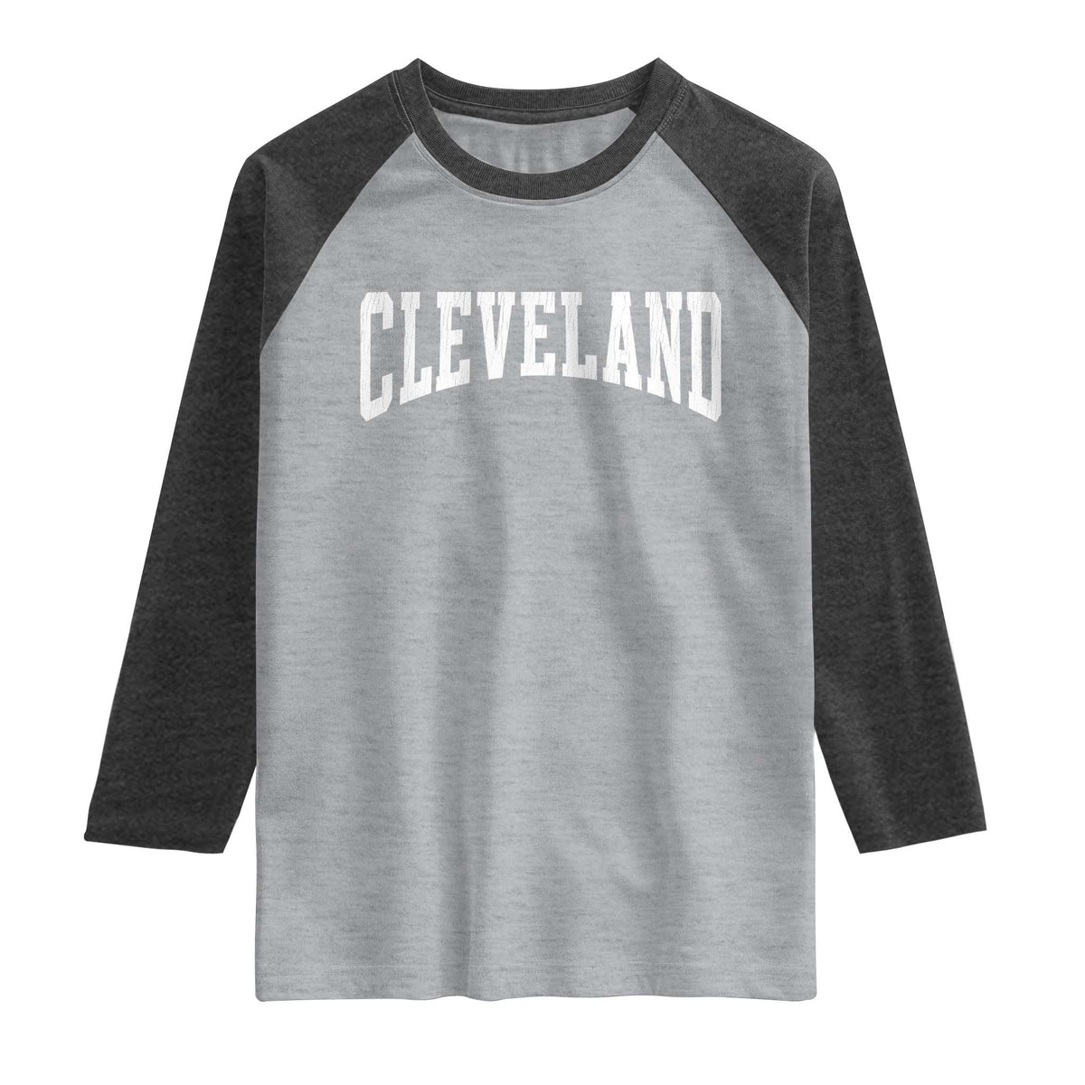 Cleveland Ohio OH City Throwback Design Vintage Raglan Shirt TS11 Heather Gray Heather Charcoal Print Your Wear