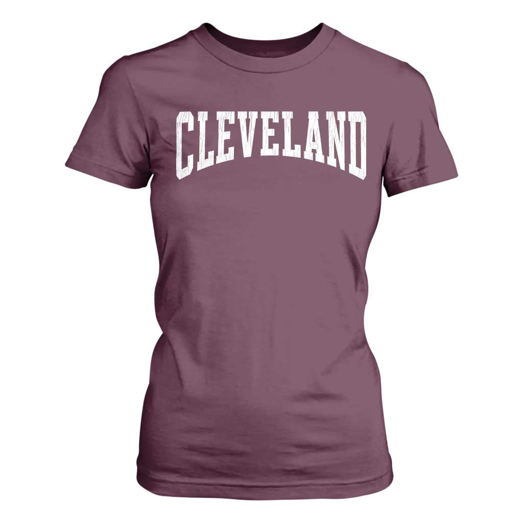 Cleveland Ohio OH City Throwback Design Vintage T Shirt For Women TS11 Maroon Print Your Wear