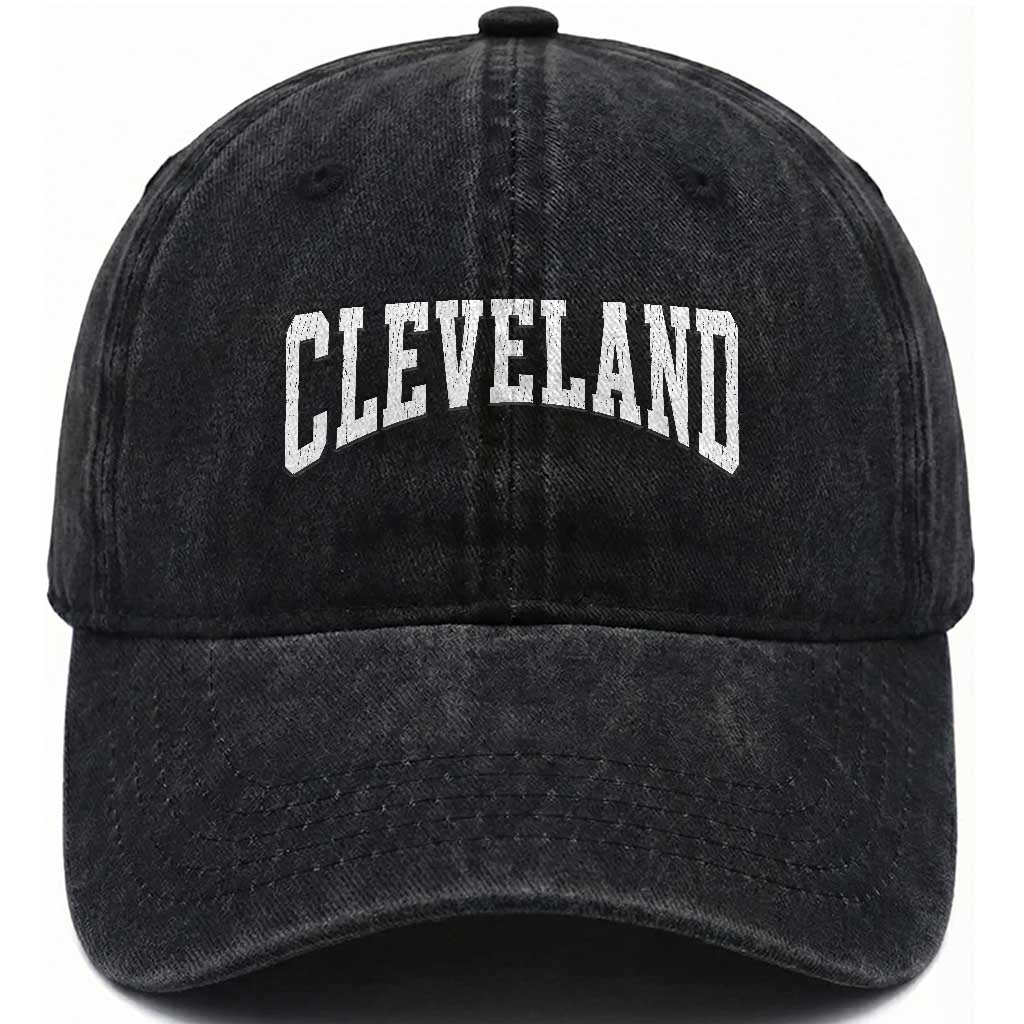 Cleveland Ohio OH City Throwback Design Vintage Washed Cotton Baseball Cap TS11 Print Your Wear
