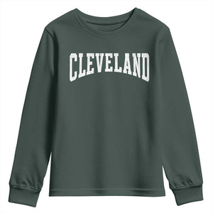 Cleveland Ohio OH City Throwback Design Vintage Youth Sweatshirt TS11 Dark Forest Green Print Your Wear