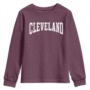 Cleveland Ohio OH City Throwback Design Vintage Youth Sweatshirt TS11 Maroon Print Your Wear