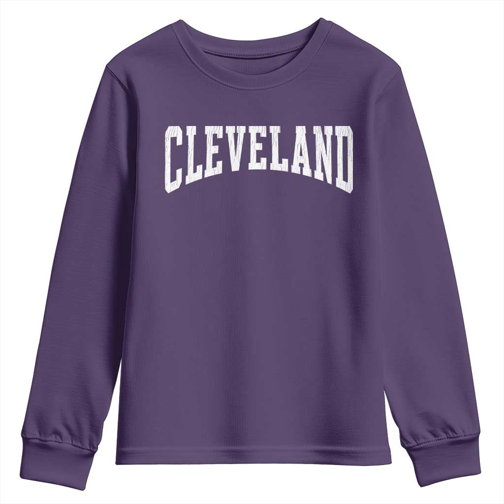 Cleveland Ohio OH City Throwback Design Vintage Youth Sweatshirt TS11 Purple Print Your Wear