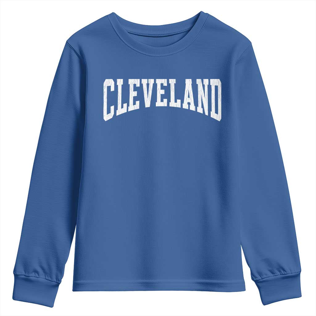 Cleveland Ohio OH City Throwback Design Vintage Youth Sweatshirt TS11 Royal Blue Print Your Wear