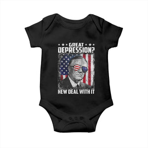 Franklin D Roosevelt Baby Onesie Great Depression New Deal With It TS11 Black Print Your Wear