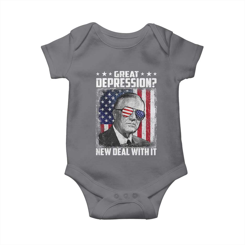 Franklin D Roosevelt Baby Onesie Great Depression New Deal With It TS11 Charcoal Print Your Wear