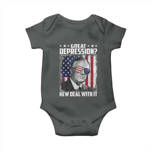 Franklin D Roosevelt Baby Onesie Great Depression New Deal With It TS11 Dark Heather Print Your Wear