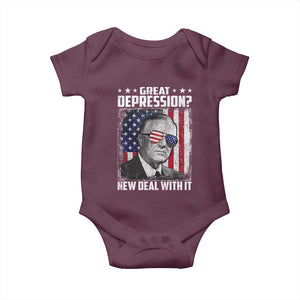Franklin D Roosevelt Baby Onesie Great Depression New Deal With It TS11 Maroon Print Your Wear