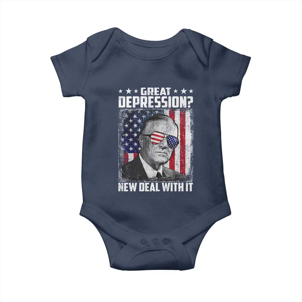 Franklin D Roosevelt Baby Onesie Great Depression New Deal With It TS11 Navy Print Your Wear