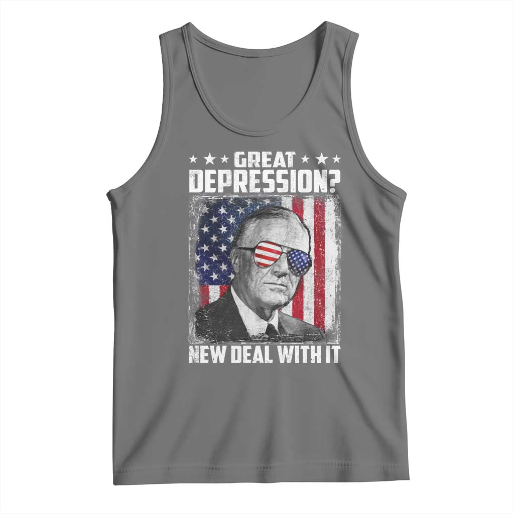 Franklin D Roosevelt Tank Top Great Depression New Deal With It TS11 Black Heather Print Your Wear