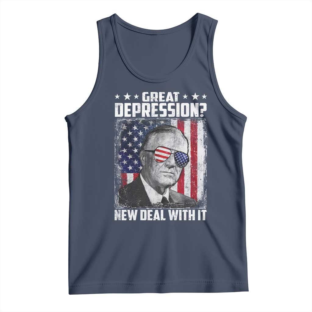 Franklin D Roosevelt Tank Top Great Depression New Deal With It TS11 Navy Print Your Wear