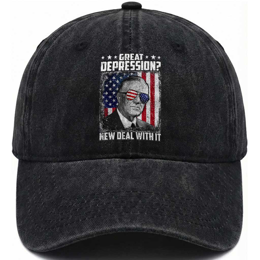 Franklin D Roosevelt Washed Cotton Baseball Cap Great Depression New Deal With It TS11 Print Your Wear