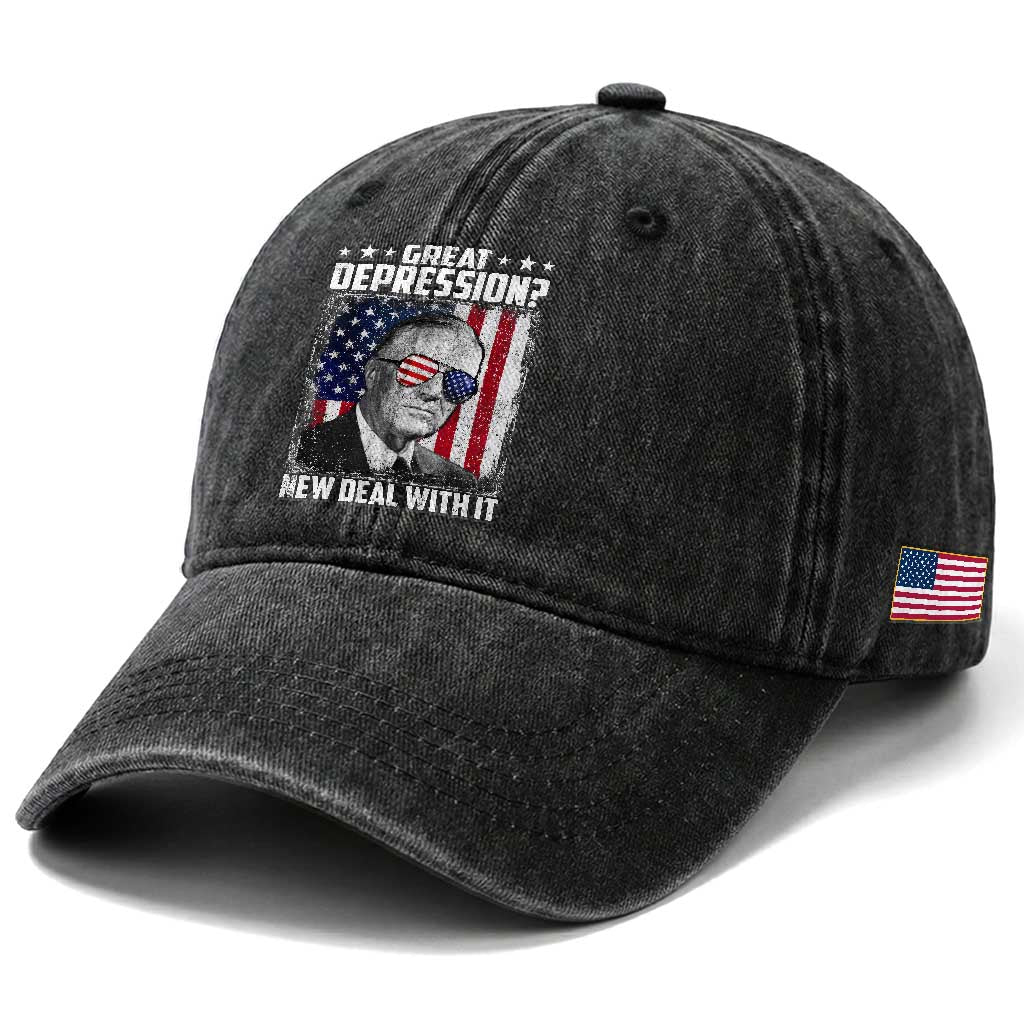 Franklin D Roosevelt Washed Cotton Baseball Cap Great Depression New Deal With It TS11 Print Your Wear
