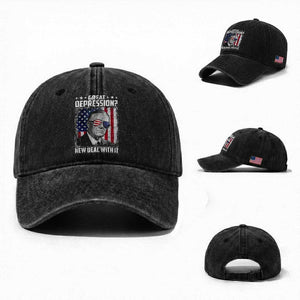 Franklin D Roosevelt Washed Cotton Baseball Cap Great Depression New Deal With It TS11 Washed Cap Universal Fit Black Print Your Wear