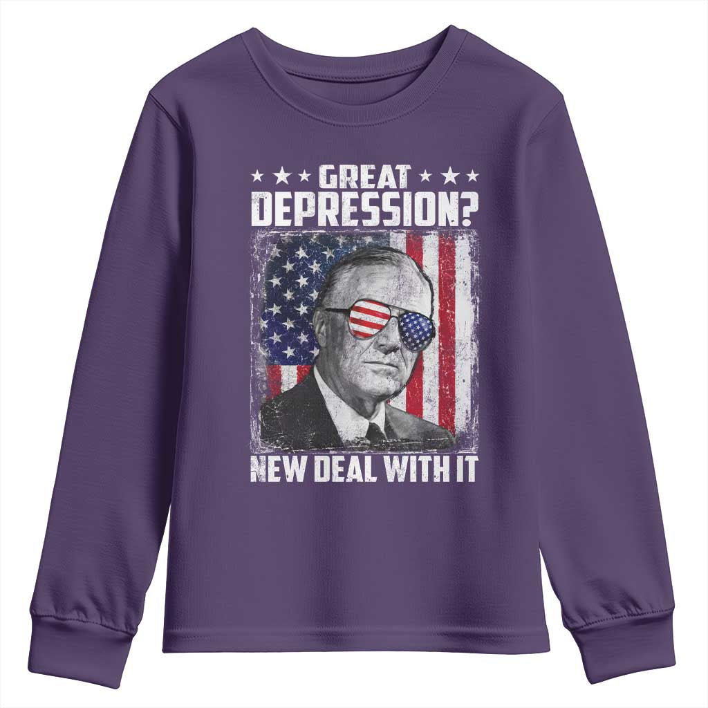 Franklin D Roosevelt Youth Sweatshirt Great Depression New Deal With It TS11 Purple Print Your Wear