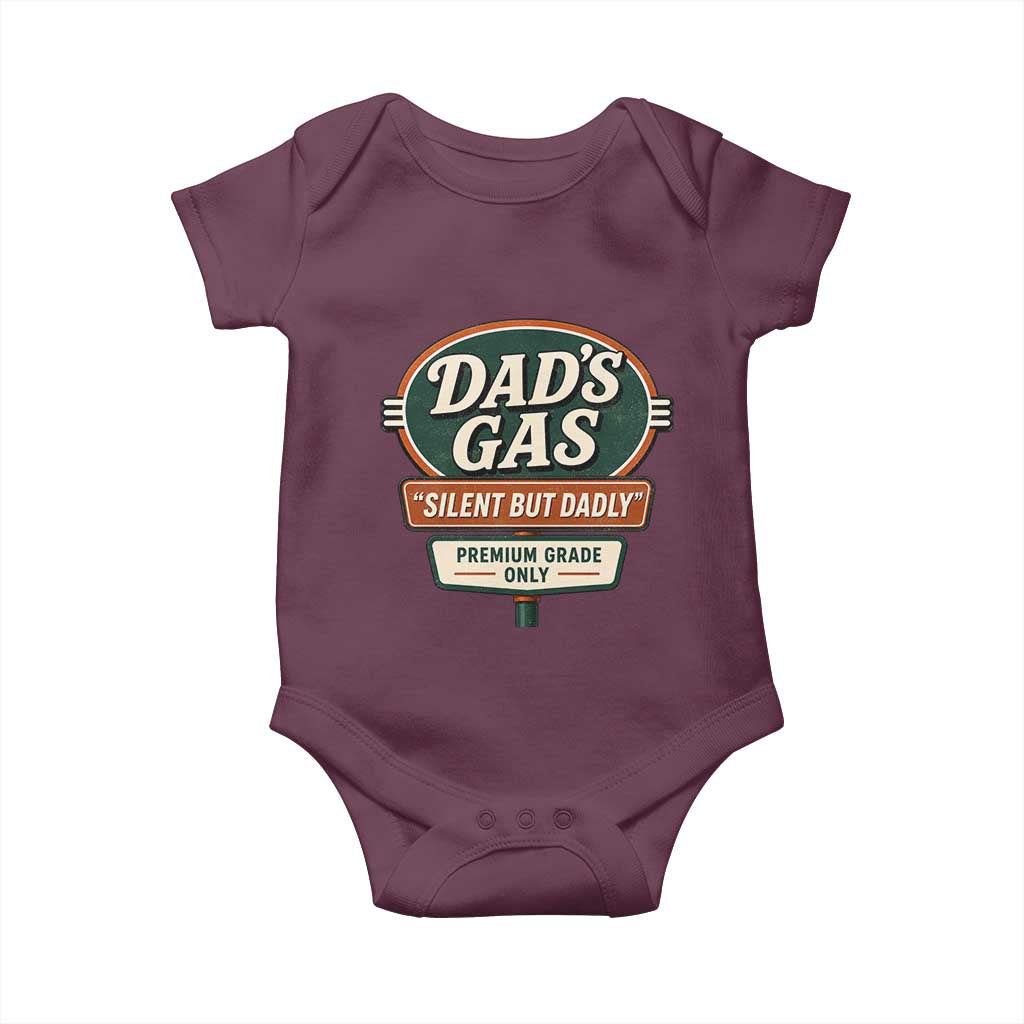 Dads Gas Silent But Dadly Baby Onesie Funny Fart Dad Farting Father's Day TS11 Maroon Print Your Wear