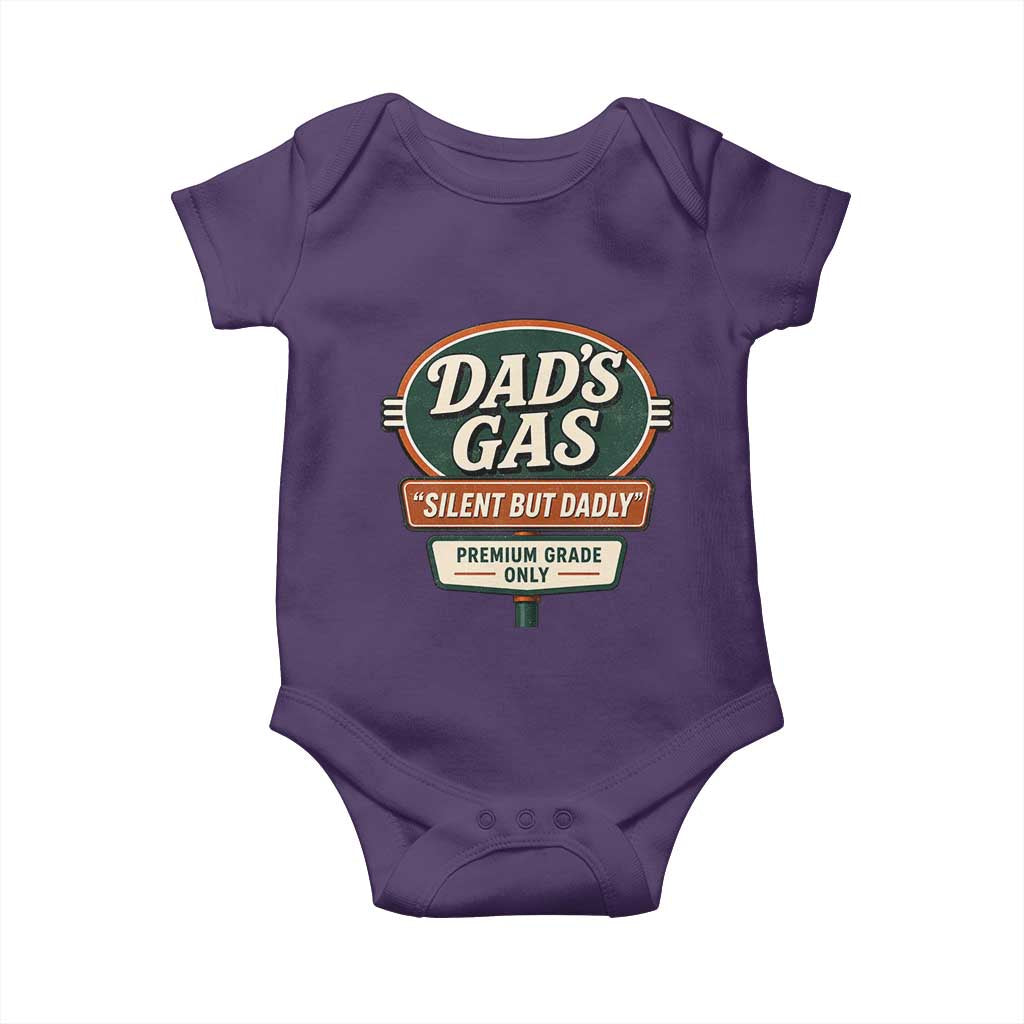 Dads Gas Silent But Dadly Baby Onesie Funny Fart Dad Farting Father's Day TS11 Purple Print Your Wear