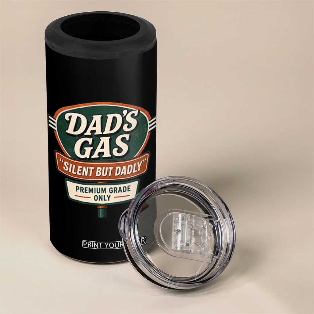 Dads Gas Silent But Dadly 4 in 1 Can Cooler Tumbler Funny Fart Dad Farting Father's Day TS11 Print Your Wear