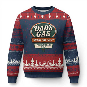 Dads Gas Silent But Dadly Ugly Christmas Sweater Funny Fart Dad Farting Father's Day TS11 Navy Red Print Your Wear