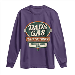 Dads Gas Silent But Dadly Long Sleeve Shirt Funny Fart Dad Farting Father's Day TS11 Purple Print Your Wear