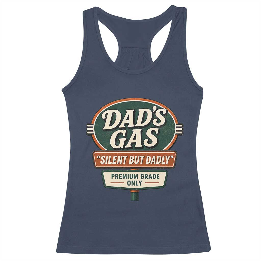 Dads Gas Silent But Dadly Racerback Tank Top Funny Fart Dad Farting Father's Day TS11 Navy Print Your Wear