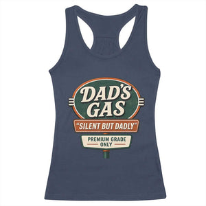Dads Gas Silent But Dadly Racerback Tank Top Funny Fart Dad Farting Father's Day TS11 Navy Print Your Wear