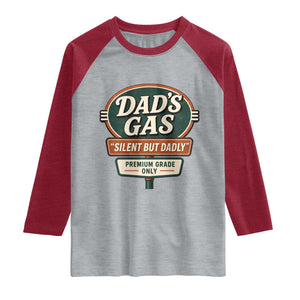 Dads Gas Silent But Dadly Raglan Shirt Funny Fart Dad Farting Father's Day TS11 Heather Gray Heather Red Print Your Wear