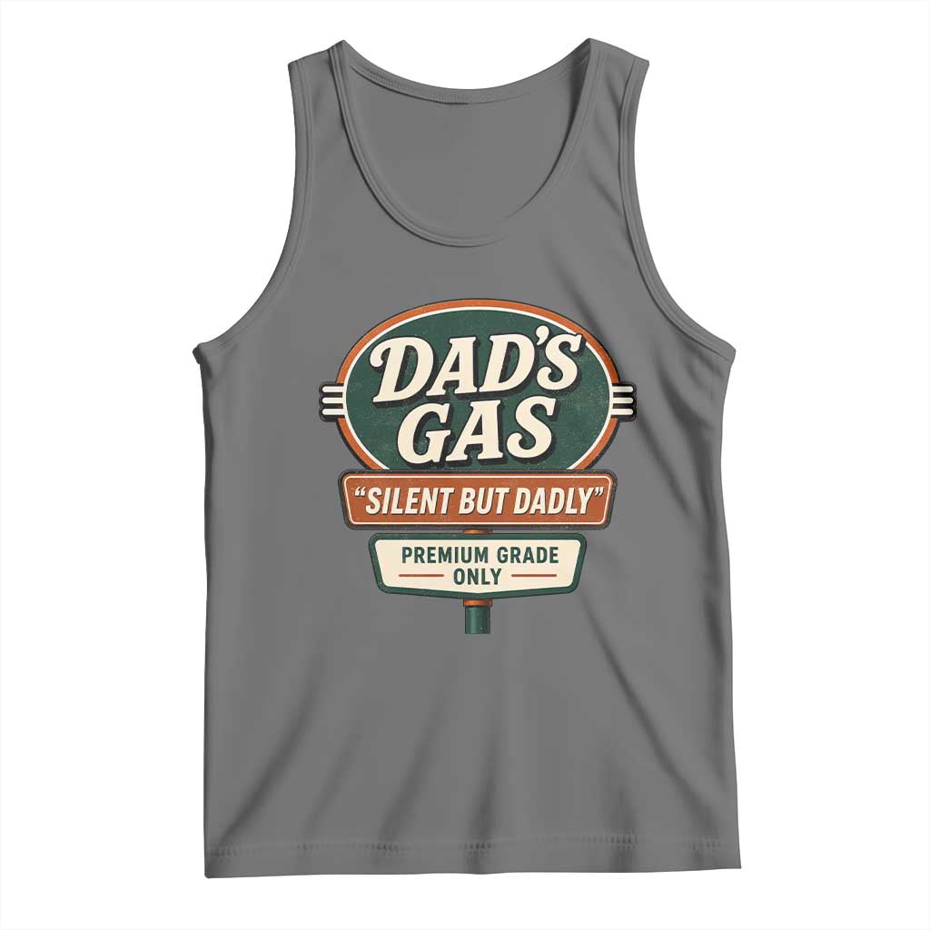 Dads Gas Silent But Dadly Tank Top Funny Fart Dad Farting Father's Day TS11 Black Heather Print Your Wear