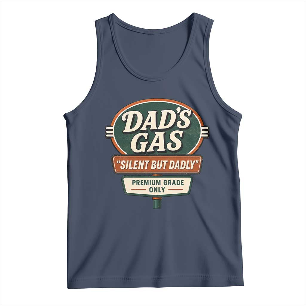 Dads Gas Silent But Dadly Tank Top Funny Fart Dad Farting Father's Day TS11 Navy Print Your Wear