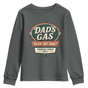 Dads Gas Silent But Dadly Youth Sweatshirt Funny Fart Dad Farting Father's Day TS11 Dark Heather Print Your Wear