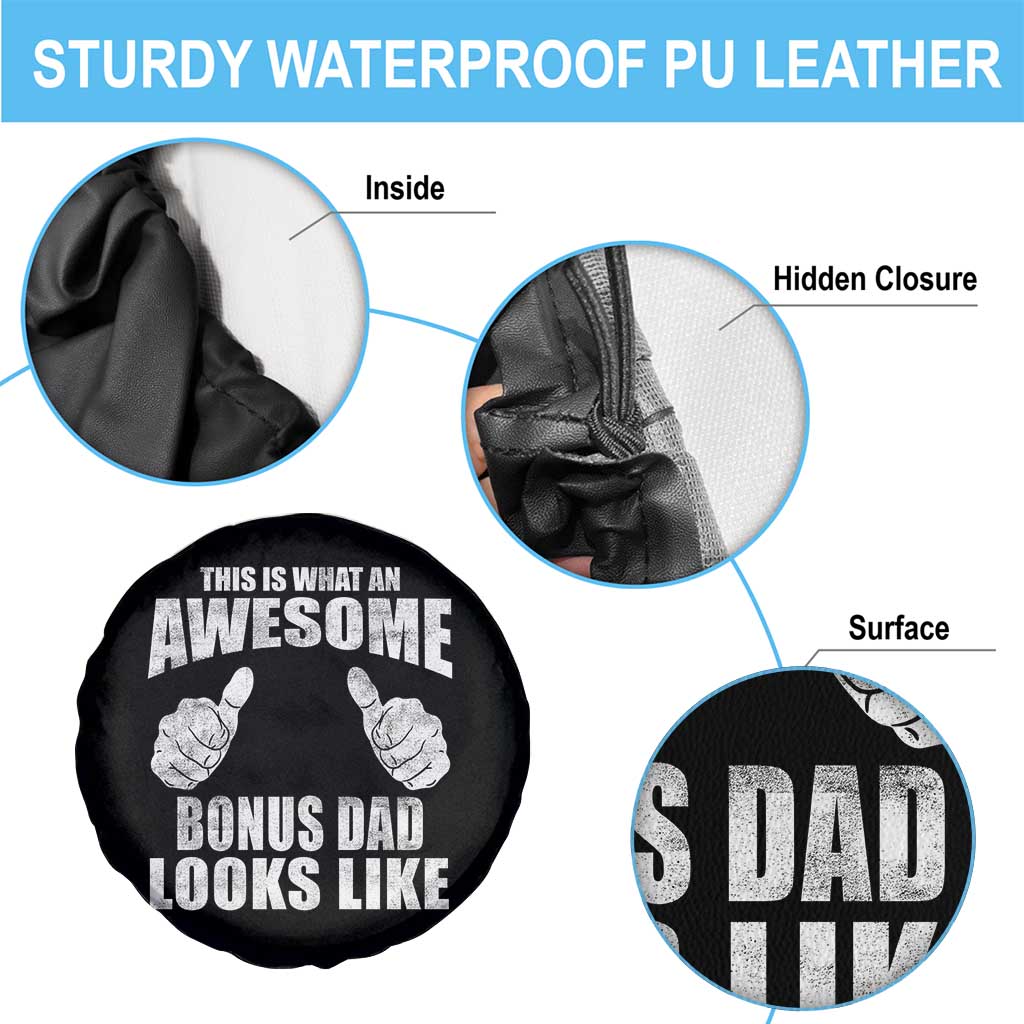 This Is What An Awesome Bonus Dad Looks Like Spare Tire Cover Funny Step Dad Fathers Day Gifts TS11 Print Your Wear