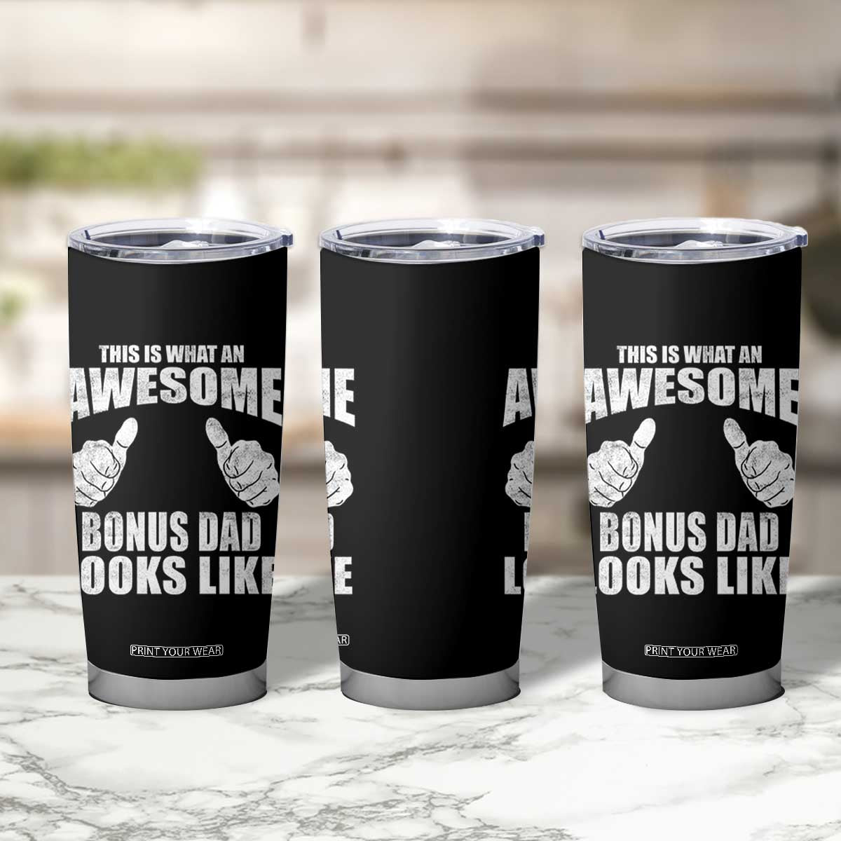 This Is What An Awesome Bonus Dad Looks Like Tumbler Cup Funny Step Dad Fathers Day Gifts TS11 Print Your Wear