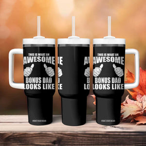 This Is What An Awesome Bonus Dad Looks Like Tumbler With Handle Funny Step Dad Fathers Day Gifts TS11 Print Your Wear