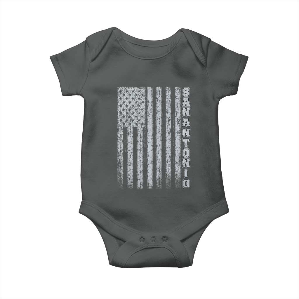 San Antonio Texas State Pride Vintage American Flag Baby Onesie TS11 Dark Heather Print Your Wear