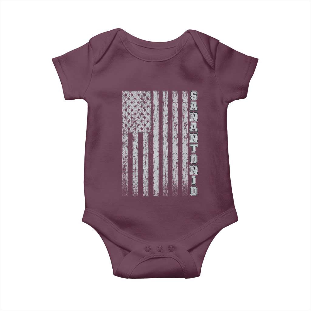 San Antonio Texas State Pride Vintage American Flag Baby Onesie TS11 Maroon Print Your Wear