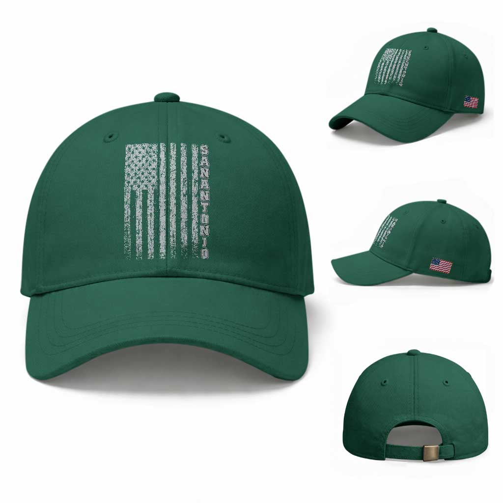 San Antonio Texas State Pride Vintage American Flag Baseball Cap TS11 Baseball Cap Universal Fit Irish Green Print Your Wear