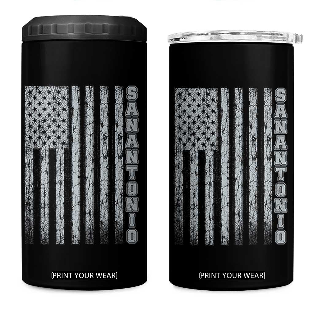 San Antonio Texas State Pride Vintage American Flag 4 in 1 Can Cooler Tumbler TS11 One Size: 16 oz Black Print Your Wear