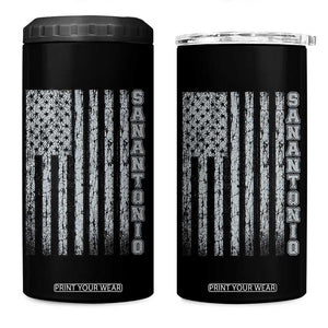 San Antonio Texas State Pride Vintage American Flag 4 in 1 Can Cooler Tumbler TS11 One Size: 16 oz Black Print Your Wear
