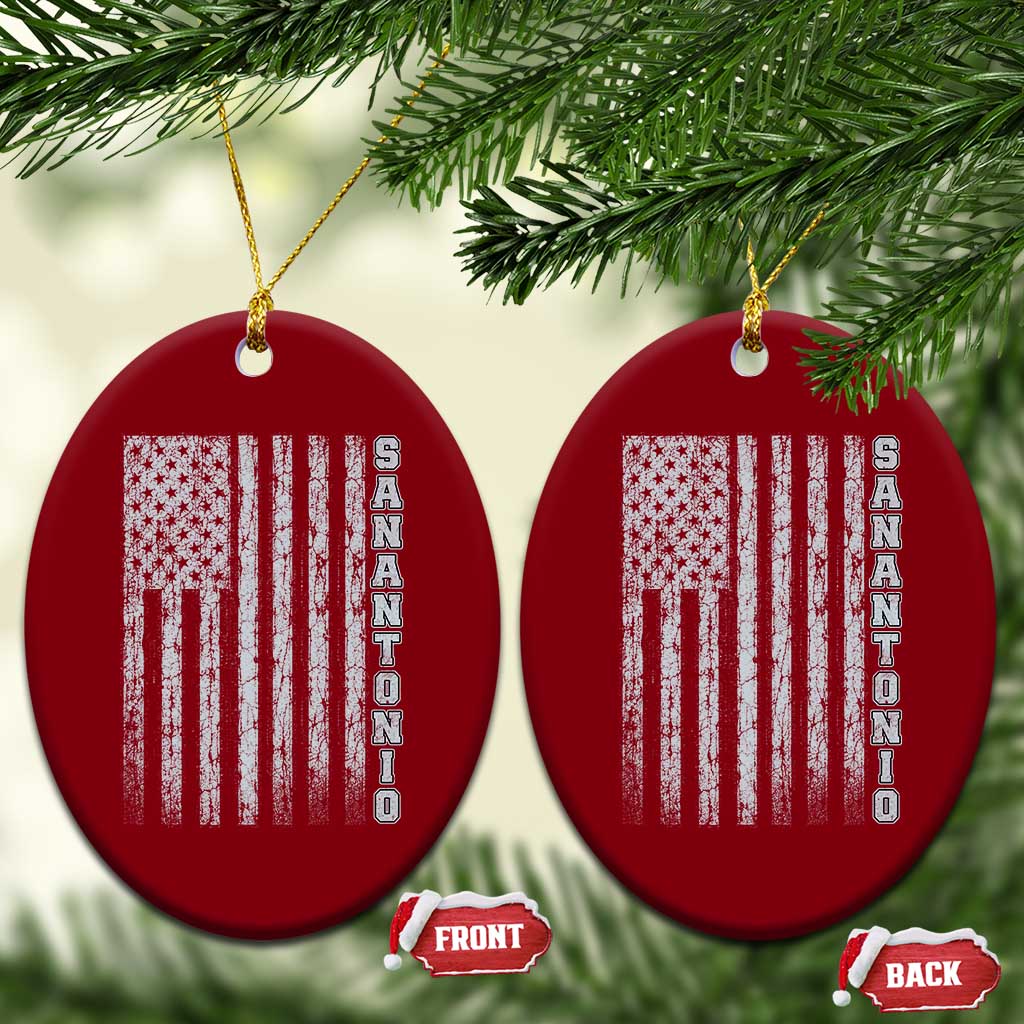 San Antonio Texas State Pride Vintage American Flag Ceramic Ornament TS11 Print Your Wear
