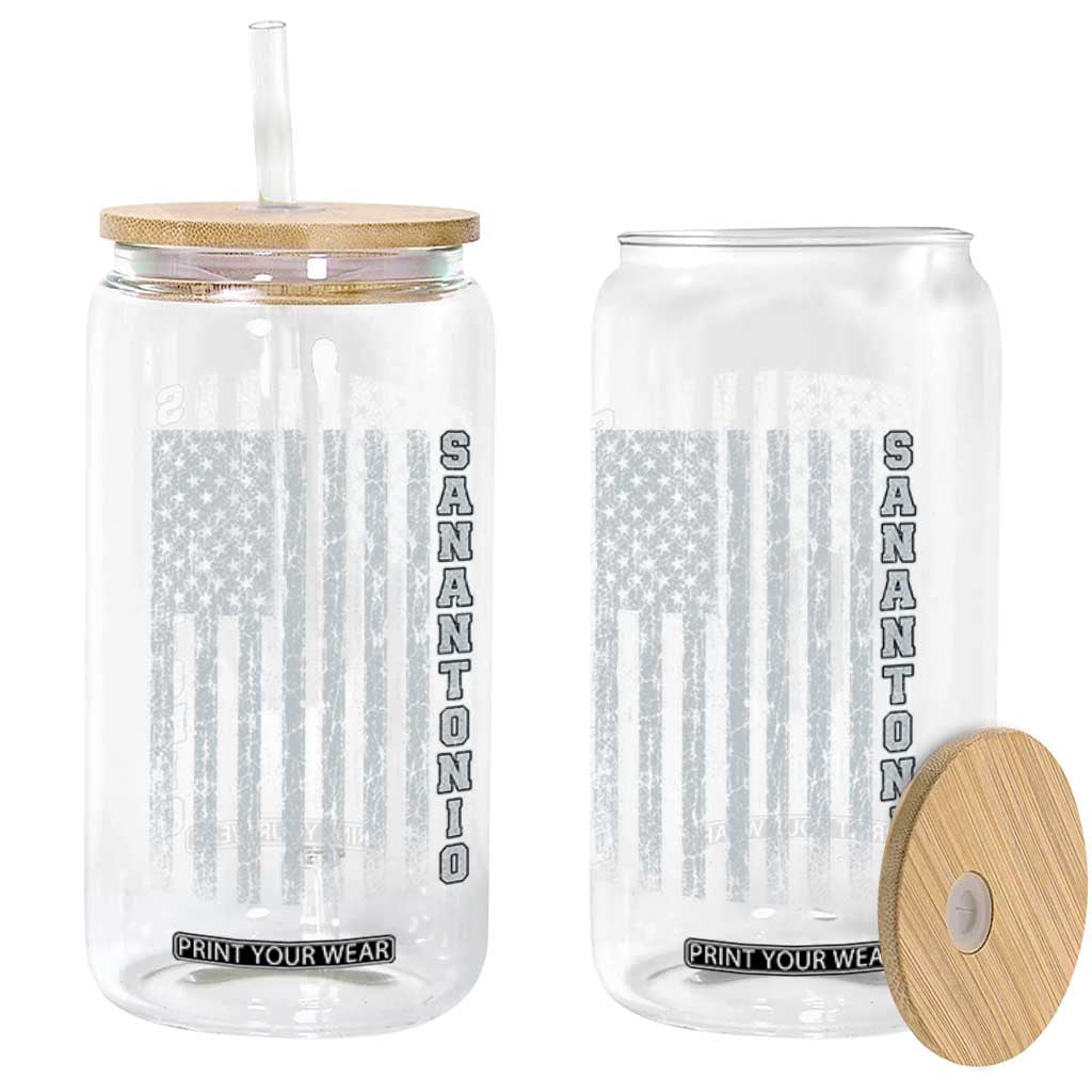 San Antonio Texas State Pride Vintage American Flag Glass Can TS11 Print Your Wear