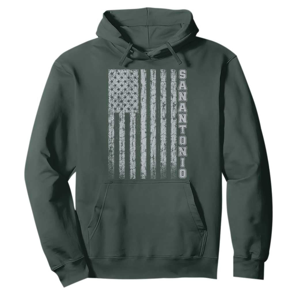 San Antonio Texas State Pride Vintage American Flag Hoodie TS11 Dark Forest Green Print Your Wear
