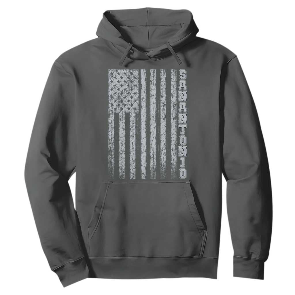San Antonio Texas State Pride Vintage American Flag Hoodie TS11 Dark Heather Print Your Wear