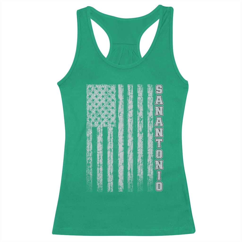San Antonio Texas State Pride Vintage American Flag Racerback Tank Top TS11 Irish Green Print Your Wear