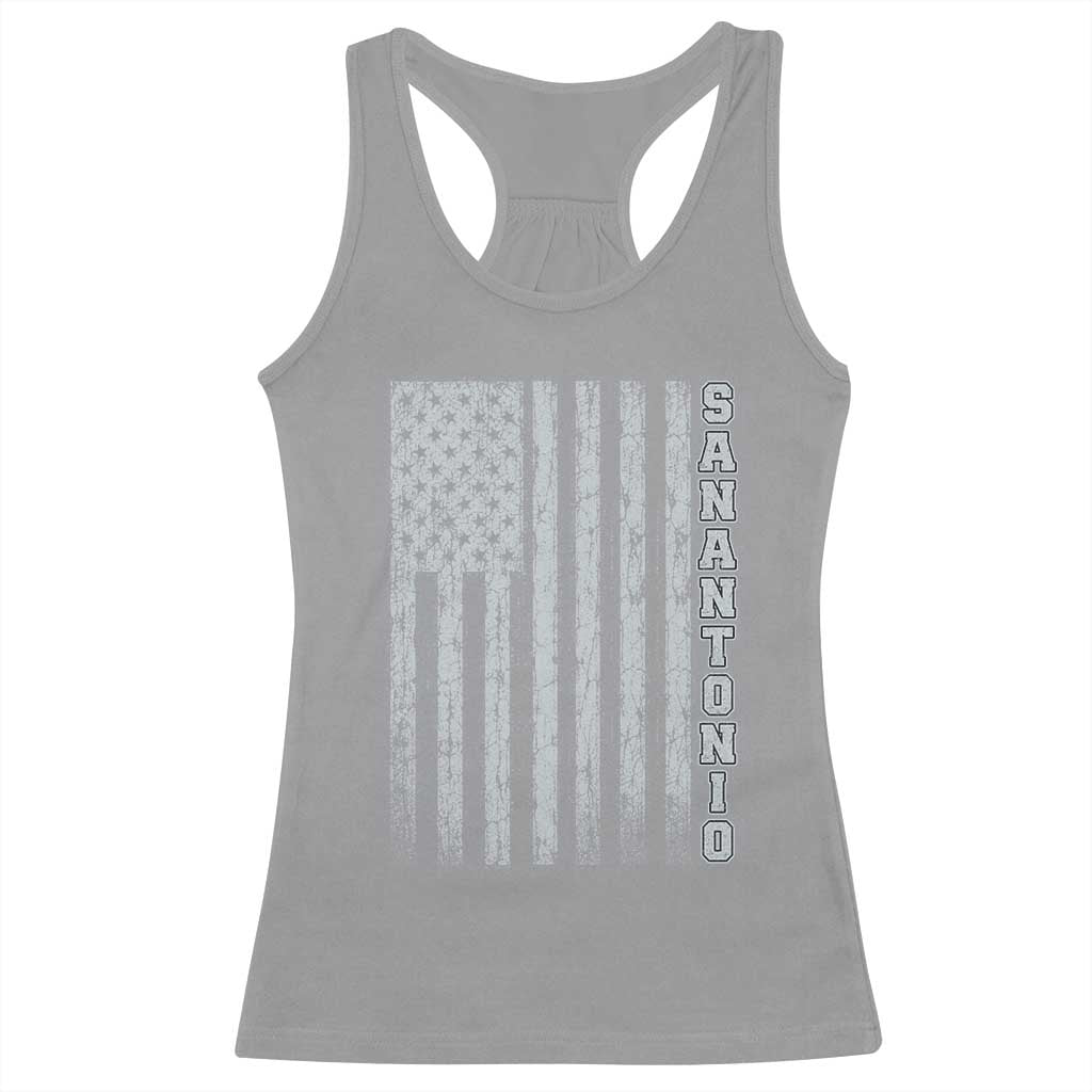 San Antonio Texas State Pride Vintage American Flag Racerback Tank Top TS11 Sport Gray Print Your Wear