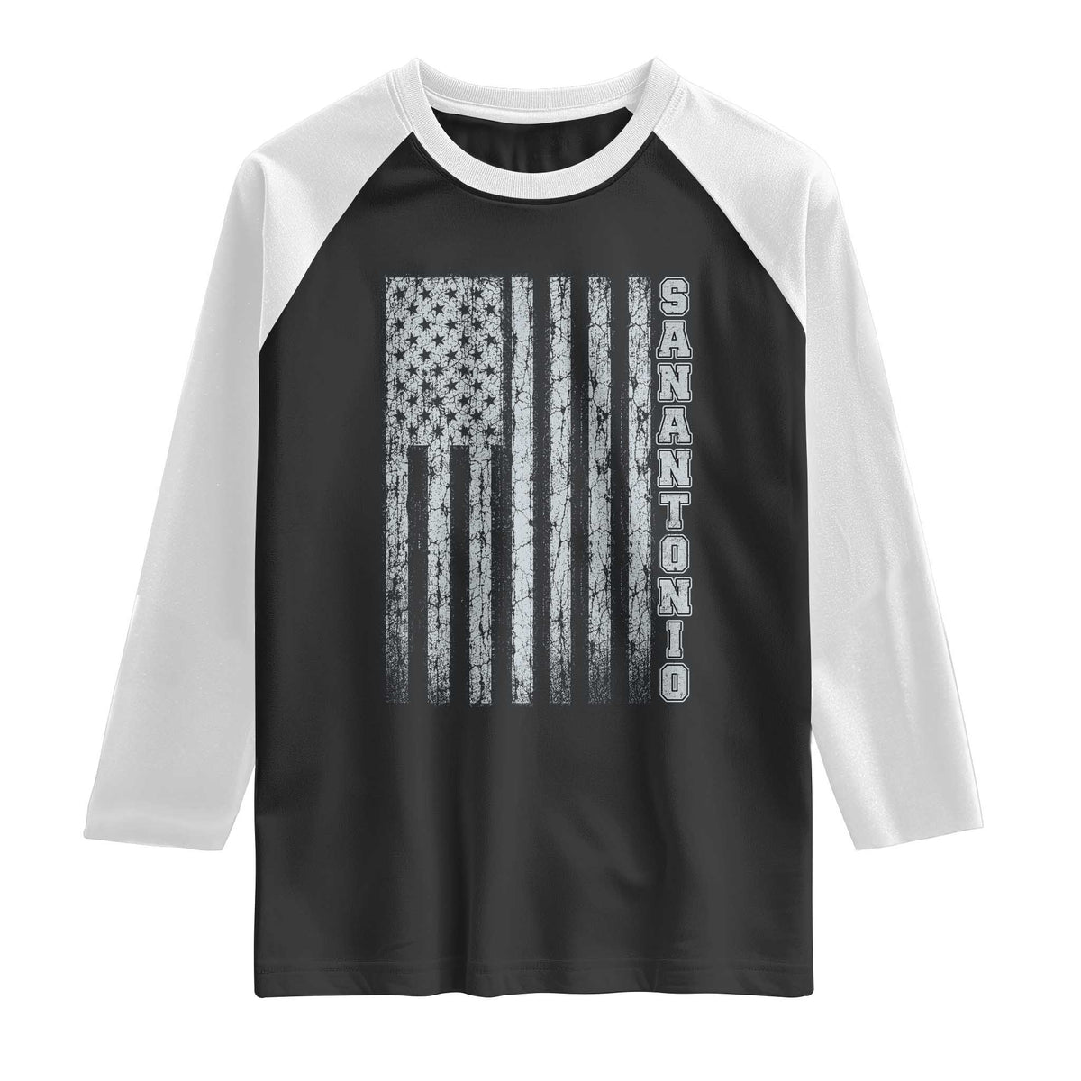 San Antonio Texas State Pride Vintage American Flag Raglan Shirt TS11 Black White Print Your Wear