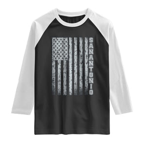 San Antonio Texas State Pride Vintage American Flag Raglan Shirt TS11 Black White Print Your Wear